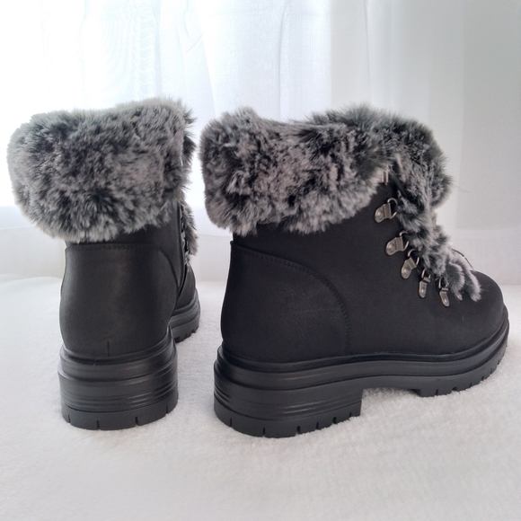 Madden Faux Suede Shearling Lined Lug Lace-Up Zip Ankle Boot, Warm Fuzzy Furry - Picture 3 of 12